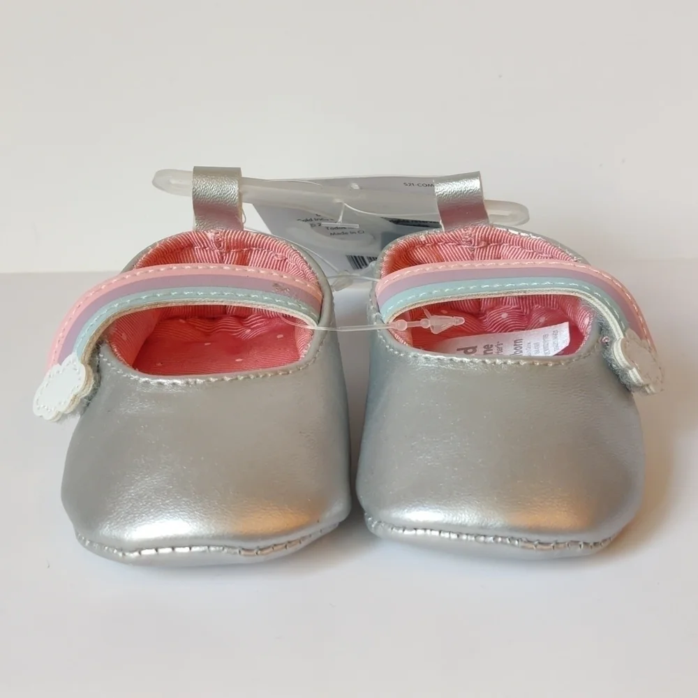NWT Child of mine  baby girls soft sole shoes newborn size​​​​​​​​​